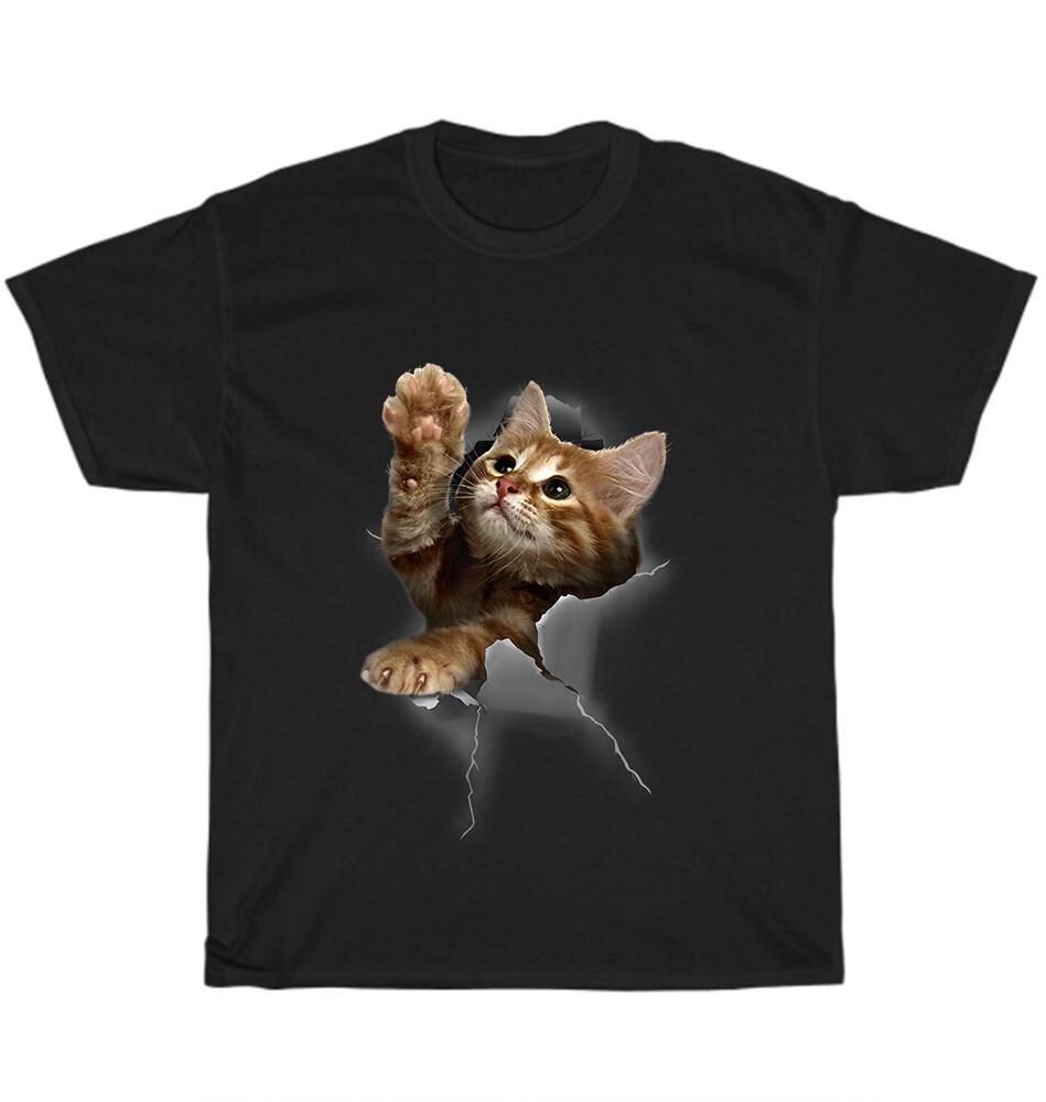 

Lovely Cat Kitten Cracked Wall Cats Pet Animal Lover T-Shirt Unisex Tee Gift NEW 4XL
