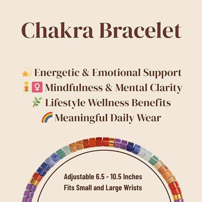7 Chakra Bracelet Natural Stone Beaded Woven Jewelry For Women With 7 Chakra Colors Red Orange Yellow Green Indigo Violet
