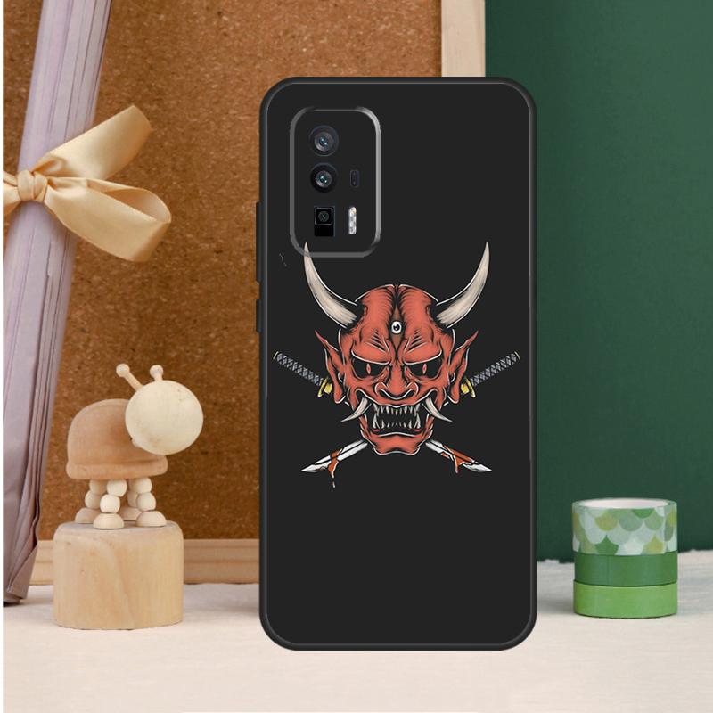Japanese Samurai Oni Mask For POCO X6 Pro M6 X3 X5 F3 F5 M5s Cover For Xiaomi 13T 12T 11T 14 Pro 12 13 Lite Case