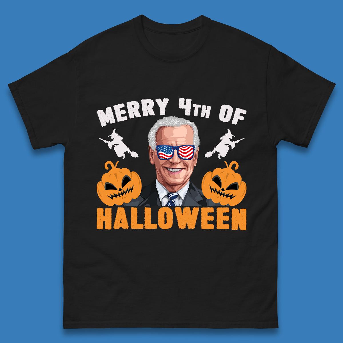 Merry 4th Of Halloween Funny Confused Joe Biden 4th Of July Mens Tee Top 2XL