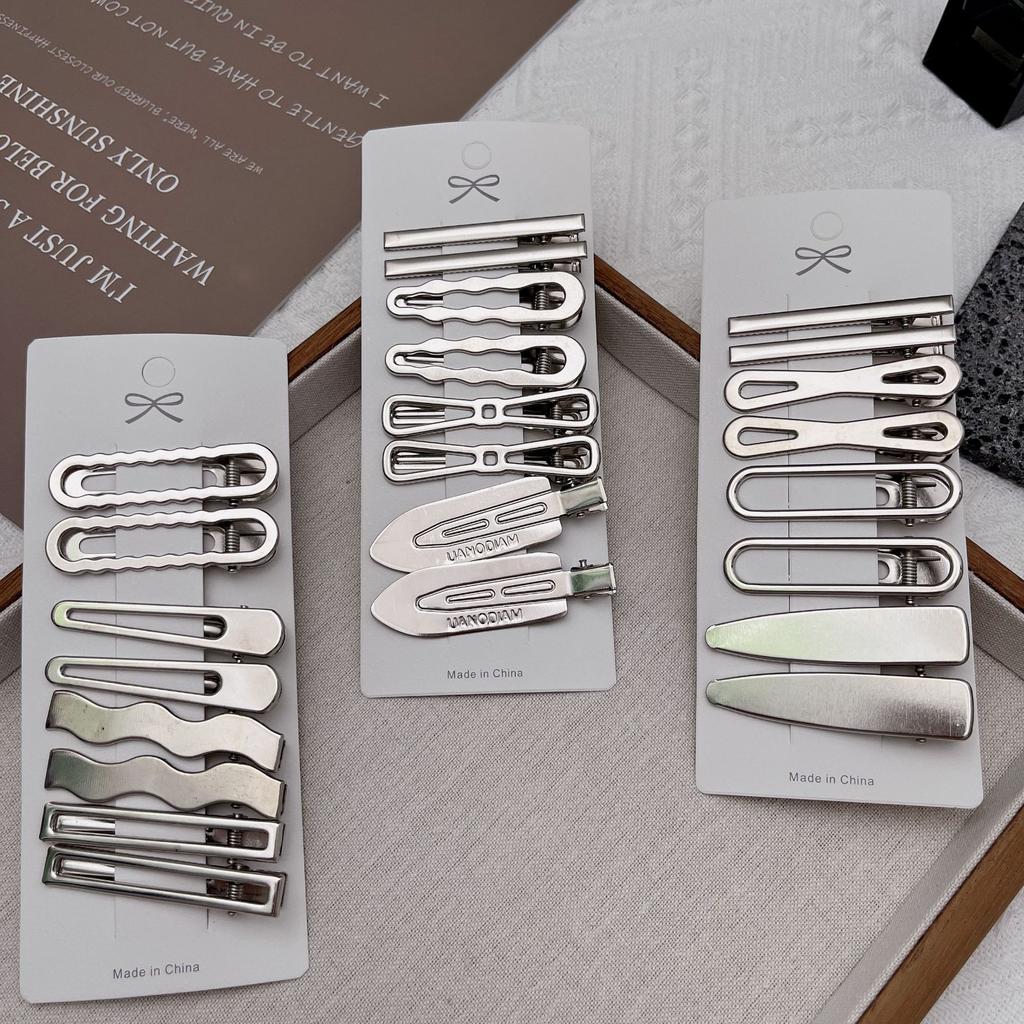 8Pcs Sliver Metal Hair Clips Women Girls Y2K Duckbill Hairpin Personality Bangs Side Headwear Barrettes Hairclip Styling Accessories