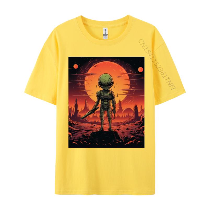 Printing Tops Tees Alien In Armor Tshirts 100 Cotton Fabric Student T Shirt Casual Tops Tees Clothing