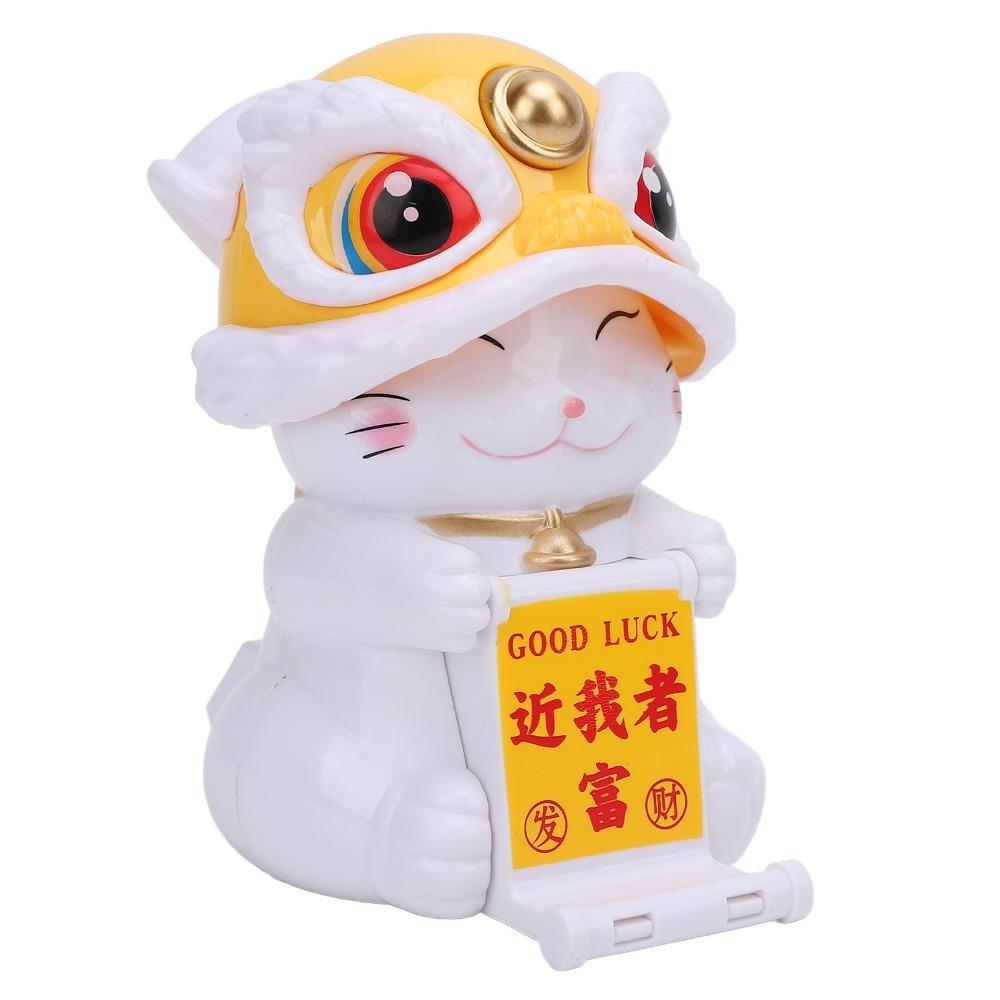 Plastic Solar Nodding Lion Dance Cat Cultural Style Cat Figurine Window Decoration