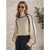 Autumn Winter Women Turtleneck Sweaters Casual Striped Long Sleeved Knitted Pullovers Regular Jumpers Streetwear Pullovers