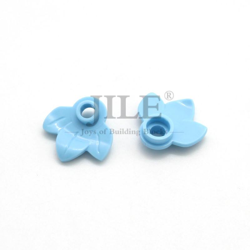 50pcs Moc Plant Plate Round 1x1 with 3 Leaves 32607 DIY Enlighten Building Blocks Bricks Compatible Assembles Parts Street View