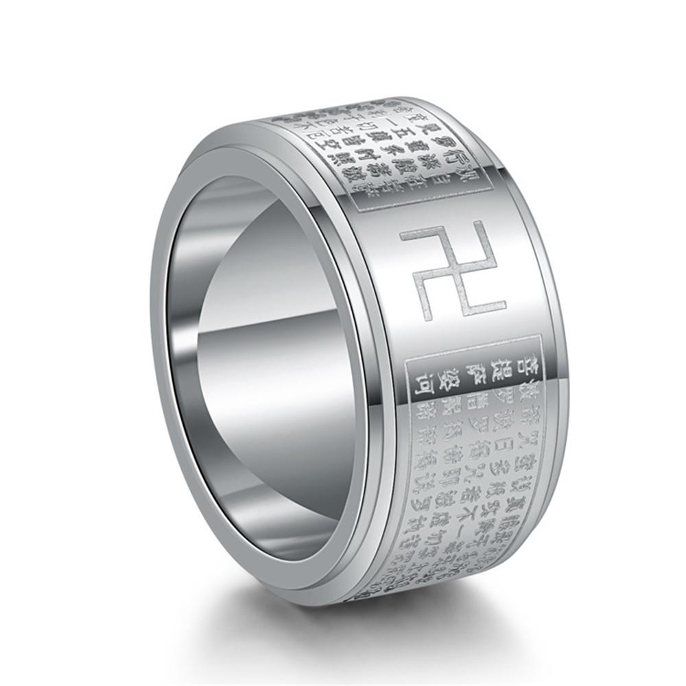 Anxiety Fidget Spinner Rings for Men Women Buddhism Swastika Stainless Steel Spinning Rotatable Ring Punk Anti Stress Jewelry