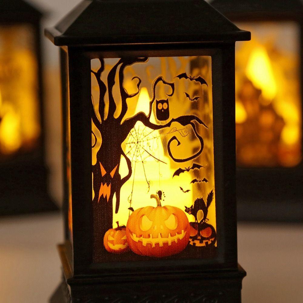 Witch Skull Castle LED Pumpkin Lantern Retro Halloween Wind Lantern  Party Supplies