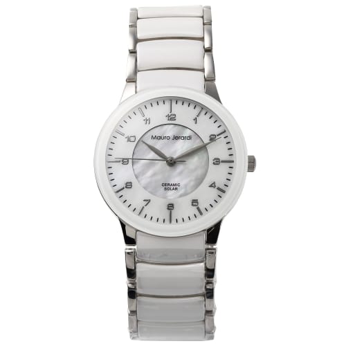 

Mauro Geraldi Men s Solar Ceramic Watch with Mother-of-Pearl Dial and 3 ATM Water Resistance, MJ043-3