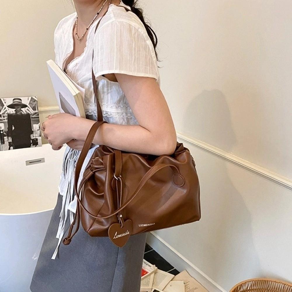 Love Pendant Large PU Handbag Shoulder Pouch Messenger Bag Versatile PU Underarm Bag  Women