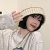 Hat for Women Fisherman Knitted Wool Hat In Autumn and Winter Versatile Big Head Circumference Blue Loose Trendy Korean Style Face Small