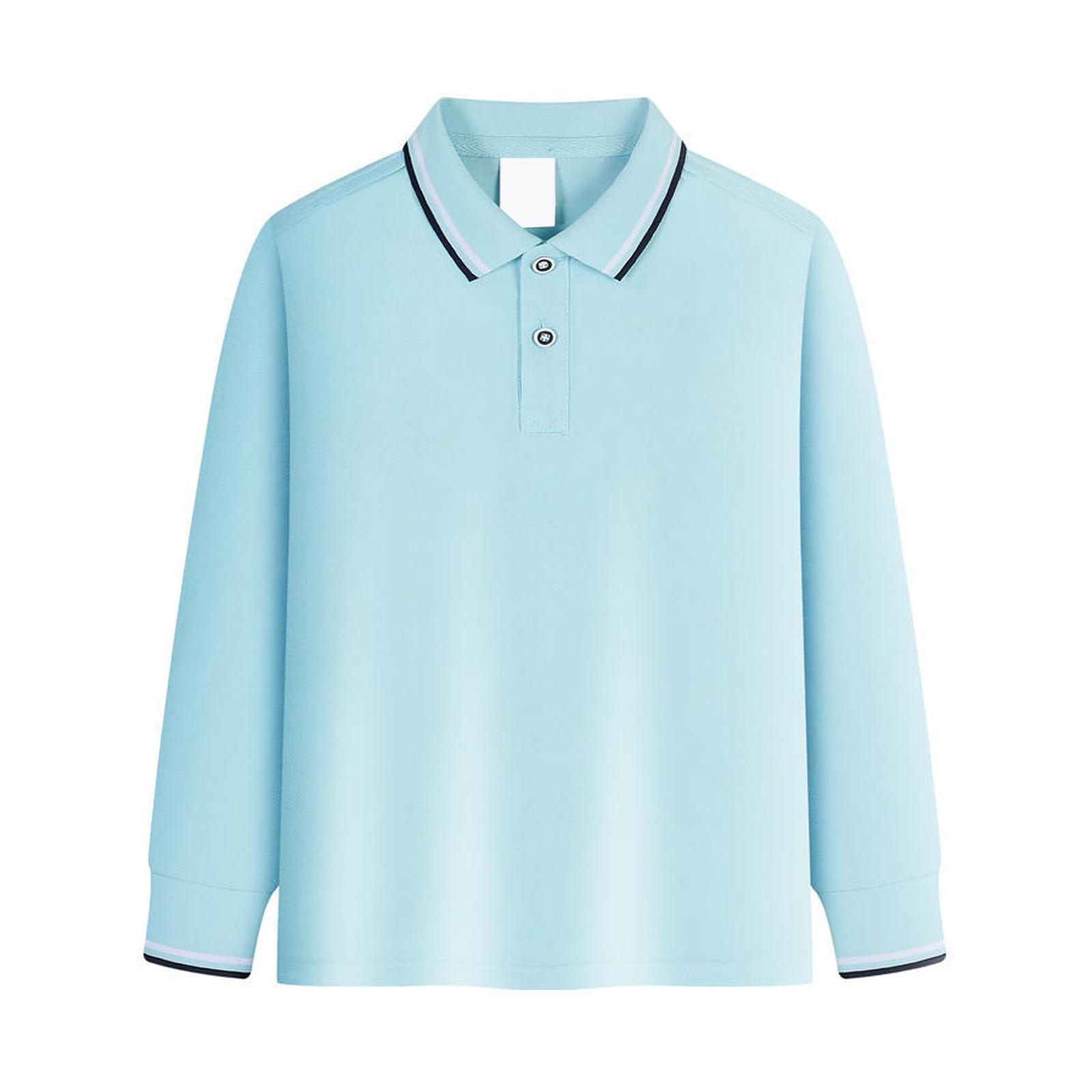 

Детская рубашка с длинным рукавом, рубашки для школьной формы для мальчиков 130 светло-синий