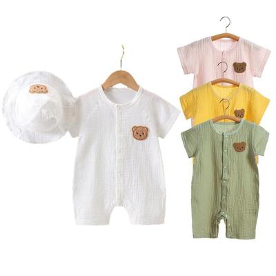 Summer Baby Romper Muslin Short Sleeves Jumpsuit for Girls Boys Cute Bear One-Pieces Clothing Newborn Summer Thin Bodysuits