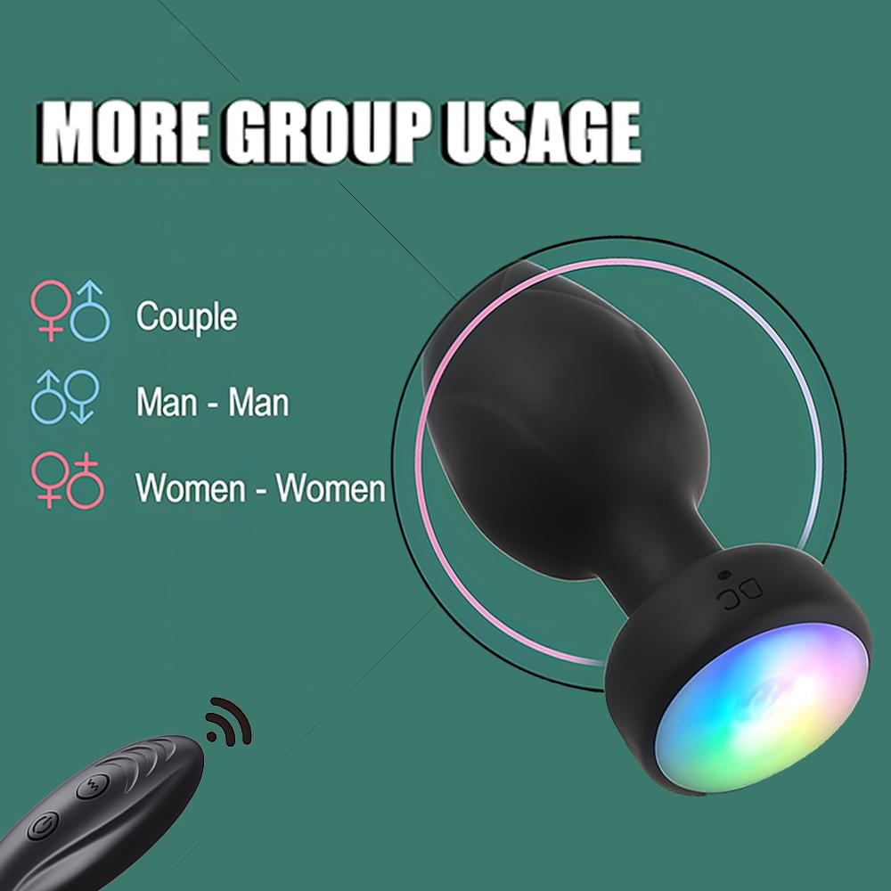 Anal Plug Vibrator Butt Plug Prostate Vibrating Massager Remote Control Female Masturbator Sex Toy for Couple with LED Light