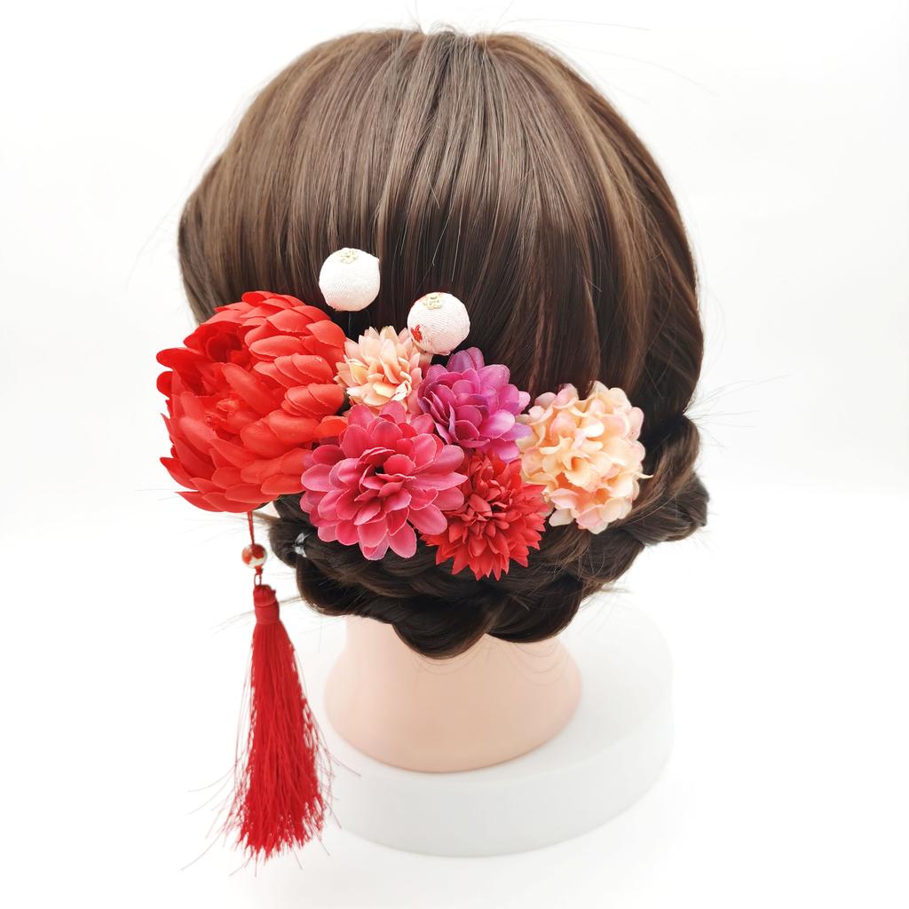 Japanese Style Hairpin Set Spring Flower Element Hair Stick For Women Elegant Vintage Girls Hair Clip Silk Hair Accessories
