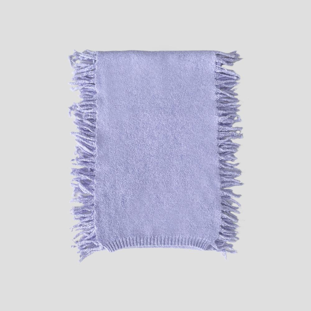 Wool Blend Fringe Scarf - Windproof Thermal Neck Warmer for Couples, Unisex Solid Color Knit Autumn Winter