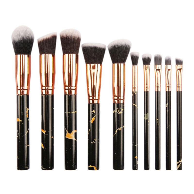New 10 Makeup Brush Set Full Marble Beauty Tool Set Brush Blush Eyeshadow Brush