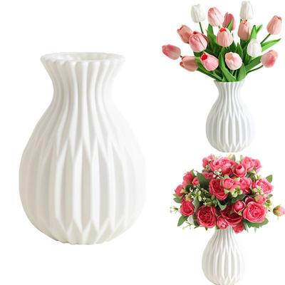 1Pcs 17CM White Plastic Vase Flower Pot Basket for Home  Room Decor Wedding Decoration Ornament Flower Arrangement Accessories