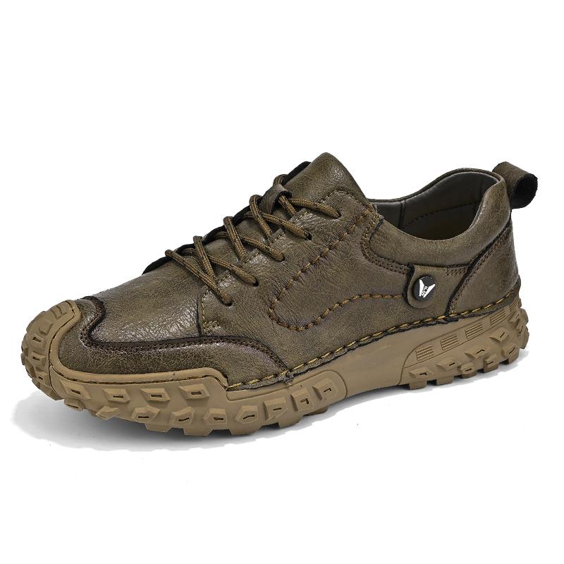 High Quality Men's Casual Leather Sneakers Flat Shoe Antiskid Walking Shoe