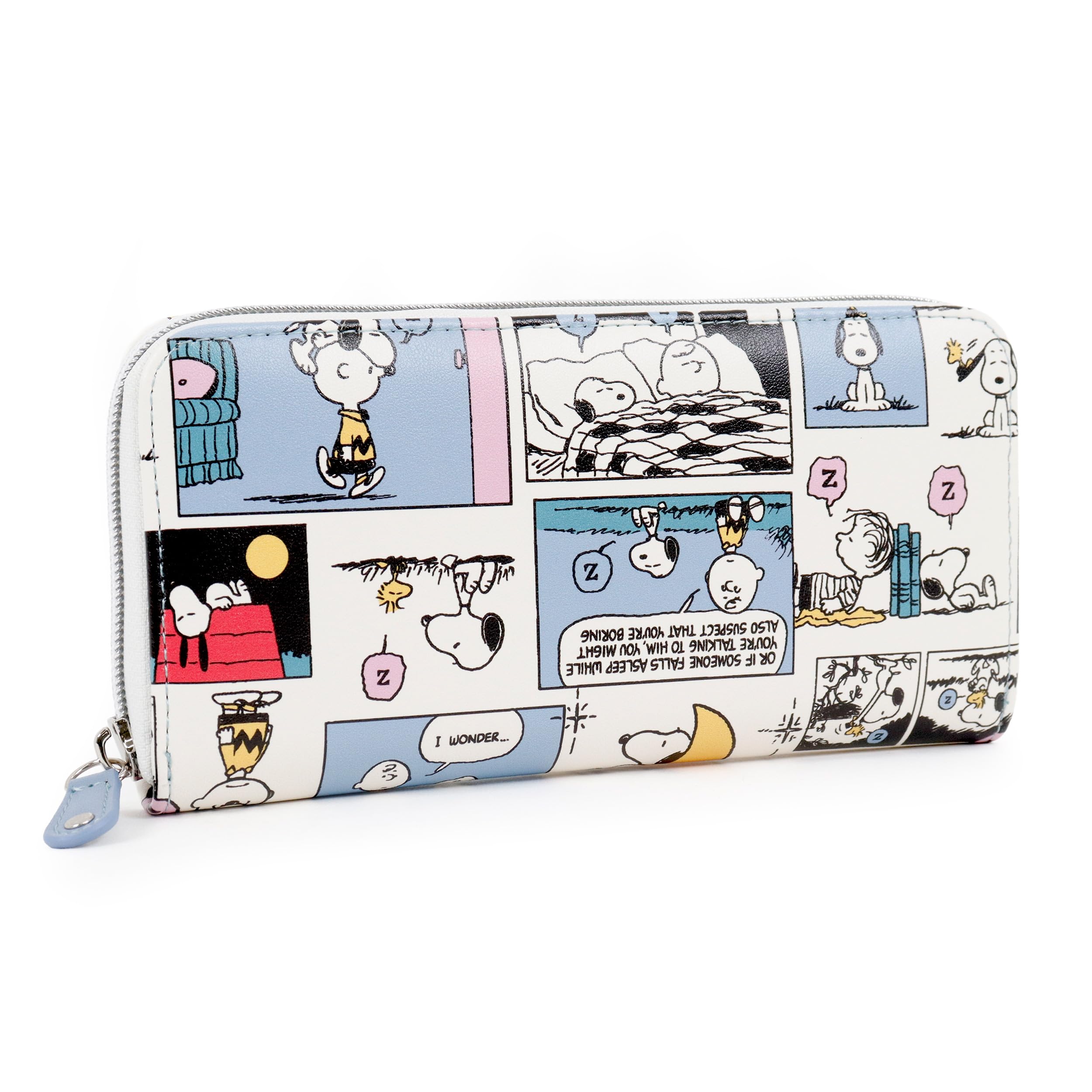 Long Round Zipper Wallet Woodstock Cute [Snoopy] Women s Wallet, Pouch, Character, (Blue) синий