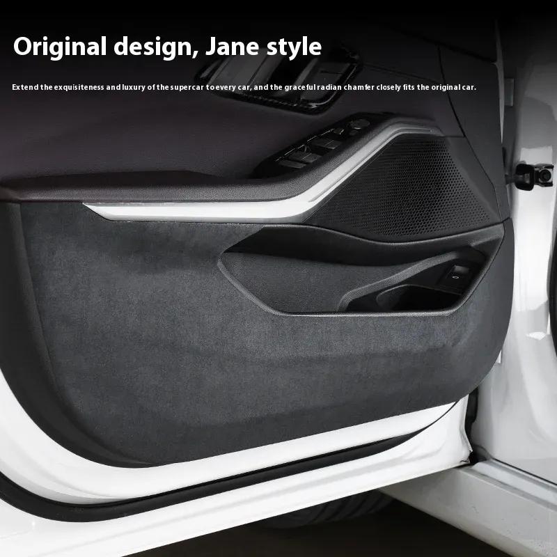 For Xpeng P7 2022 2023 2024 4Pcs Car Door Anti Kick Protection Pad Panel Alcan Tara Suede Auto Doors Anti-Dirty Cover Sticker