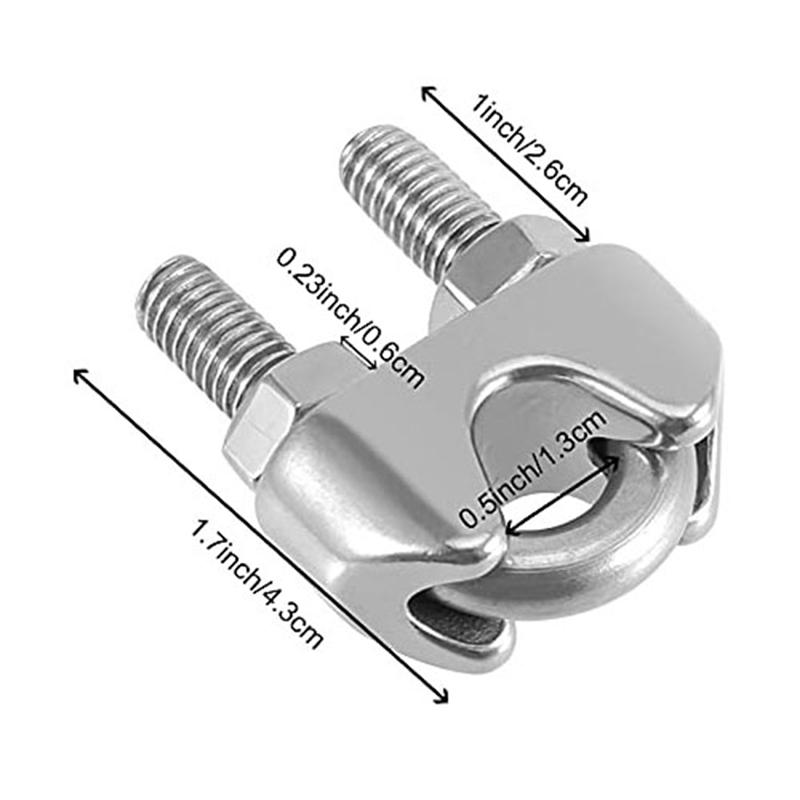 ABWR-3/8 Inch Wire Rope Clamp Heavy Duty Wire Rope Clamp Wire Rope Clip M10 Stainless Steel,20 PCS