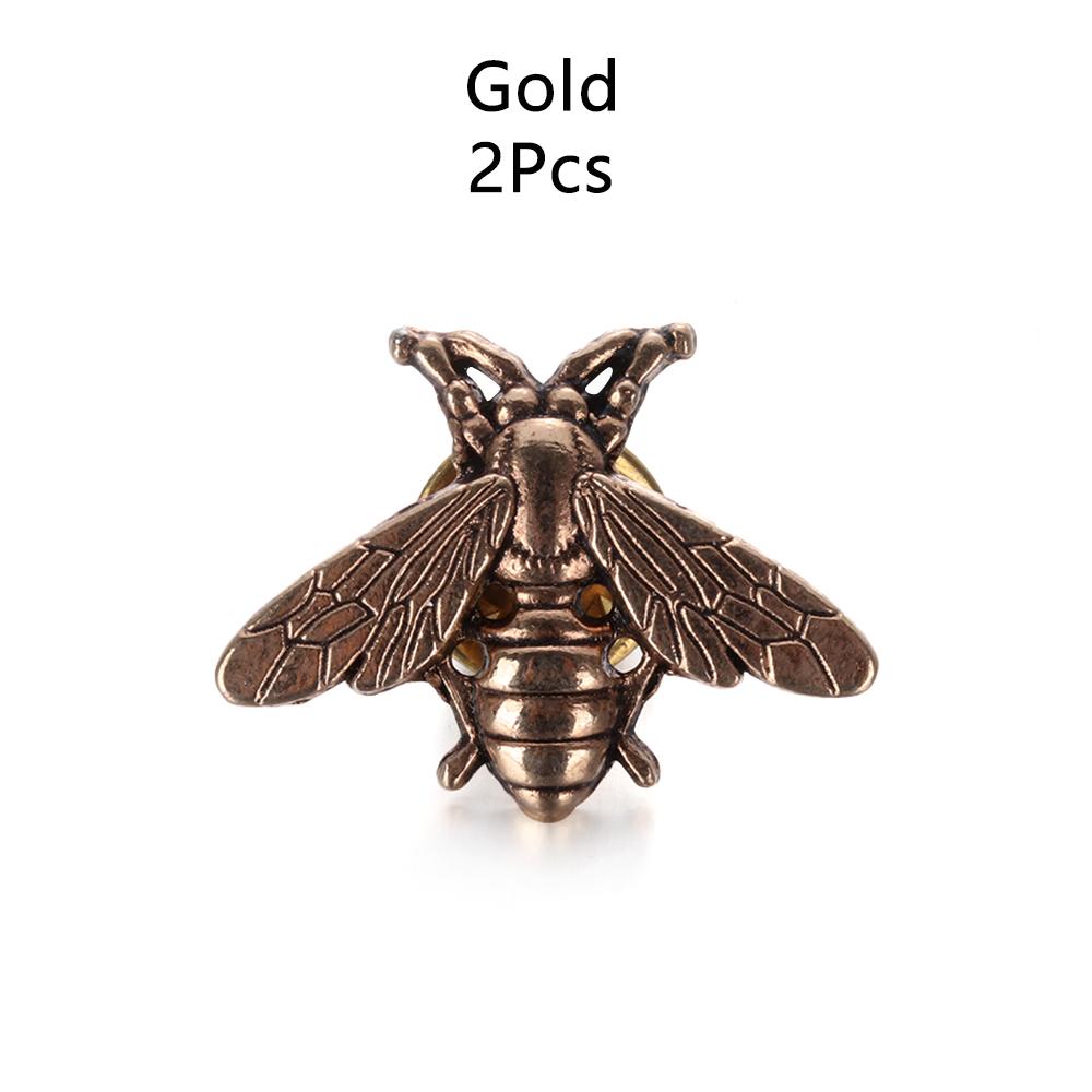 

1Pair Clothing Accessories Gold Silver Color Small Suit Collar Pins Men Women Metal Bee Brooches золотой