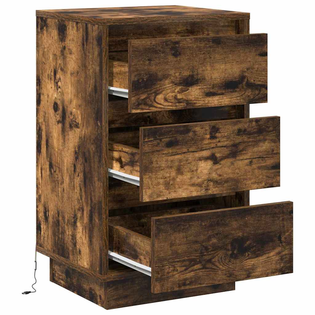 Nightstand Smoked Oak 39 x 34.5 x 65 cm Wood Based Panel