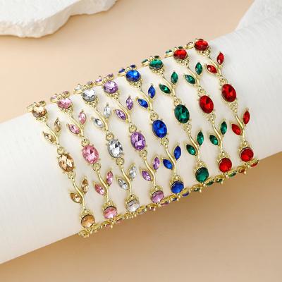 Bracciale Tulipano in Cristallo Placcato Oro Resoul Braccialetto con Charm Fiore di Tulipano Strass Gioielli alla Moda Braccialetto Estivo