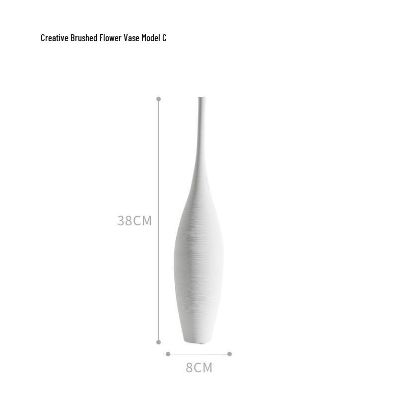 Ваза из белой керамики в стиле Ваби-Саби для композиций из сухоцветов - Домашний декор