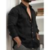 Cotton and Linen Solid Color Men's Shirt, Youth Casual Clothes