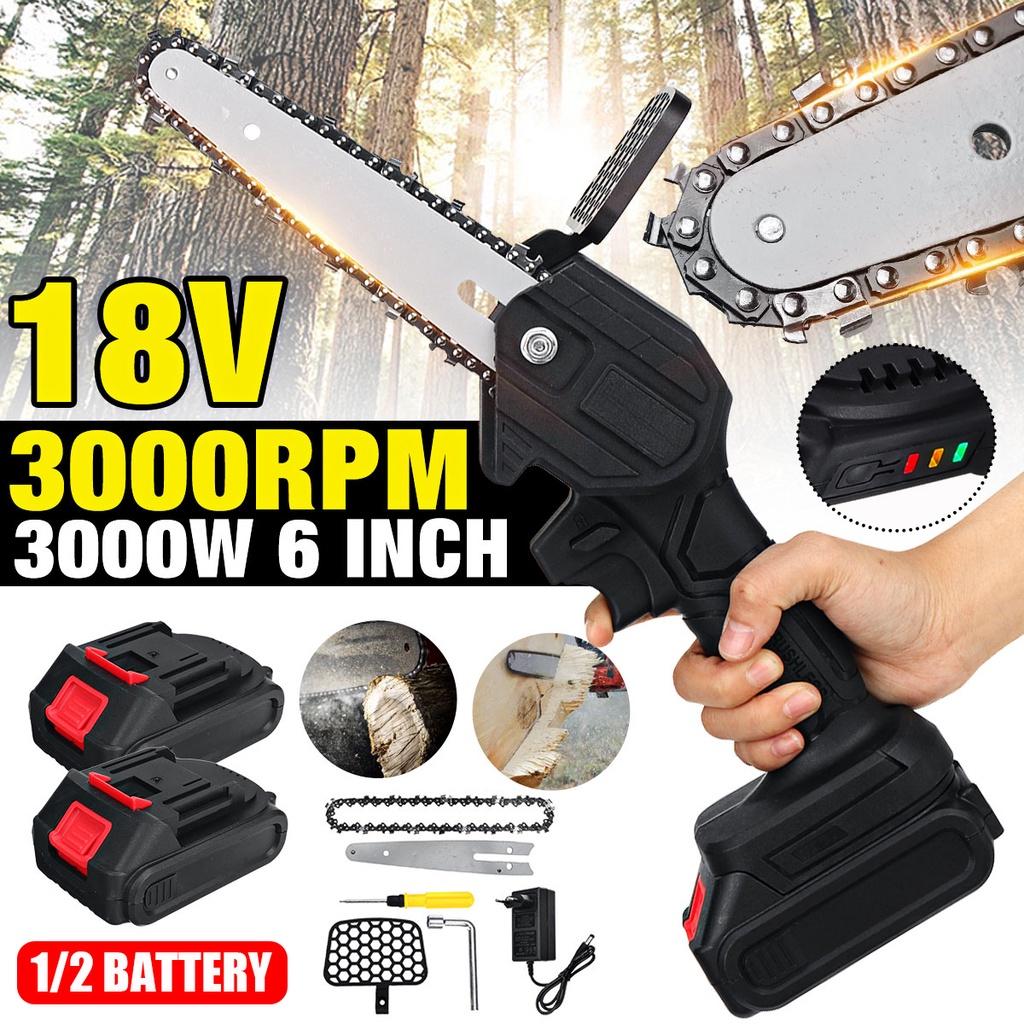 

6-дюймовая мини-электрическая пила, цепная пила, аккумулятор, дисплей мощности, перезаряжаемый деревообрабатывающий резак, садовый электроинструмент чёрный