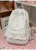 Schoolbag cold milk white soft fog lace backpack junior high school students sweet wind class travel multi-compartment light schoolbag
