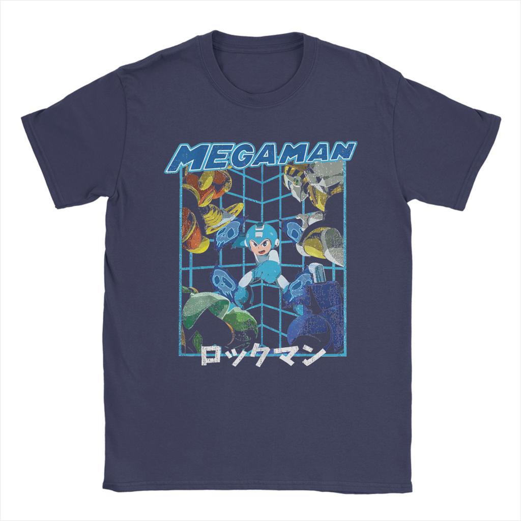 Retro Game Megaman X T-Shirt Men's Cotton Short Sleeve Round Neck Summer Tops