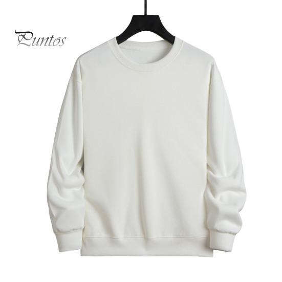 

Осень-зима мужской топ с круглым вырезом, свободный, однотонный, эластичные манжеты, пуловер средней длины, спортивная повседневная одежда, школьная толстовка M белый