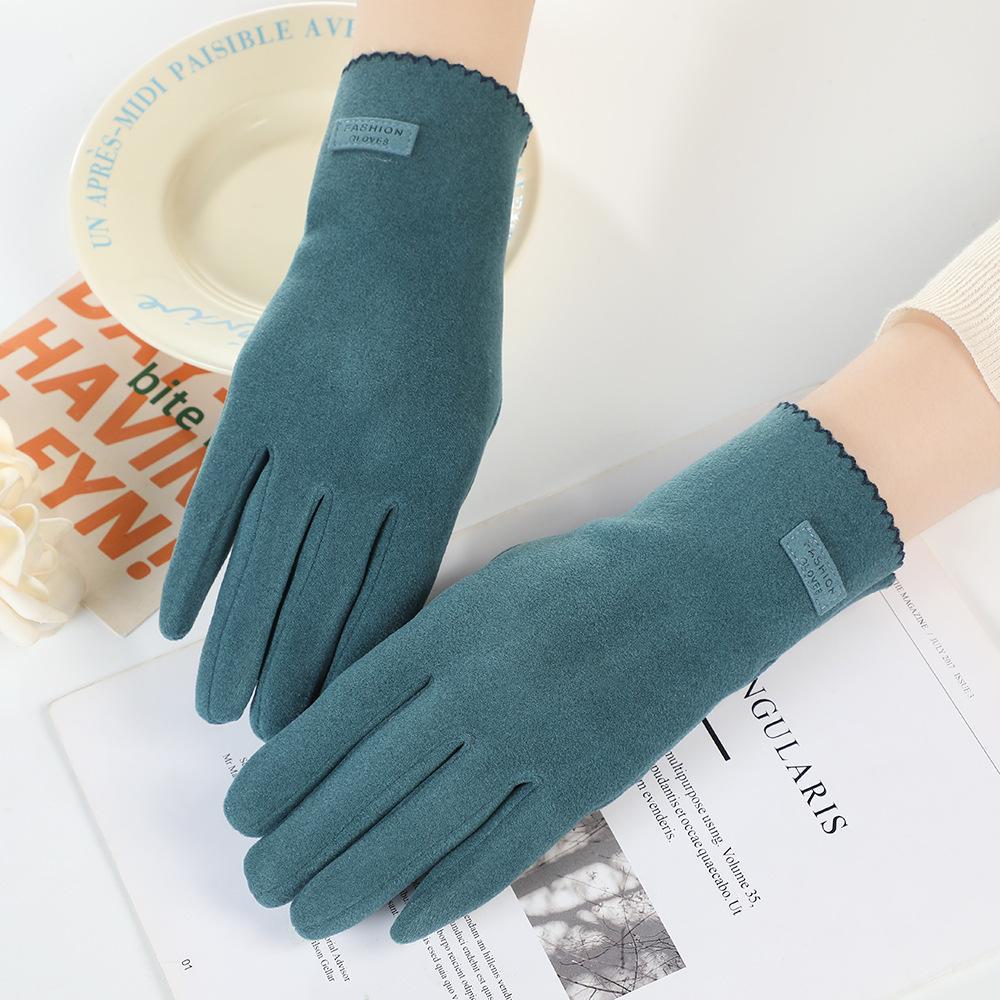 

Зимние теплые перчатки для езды на велосипеде и вождения из немецкого бархата — ветрозащитные, толстые, морозостойкие, подходят для пар с сенсорным экраном Simple leather label lake blue