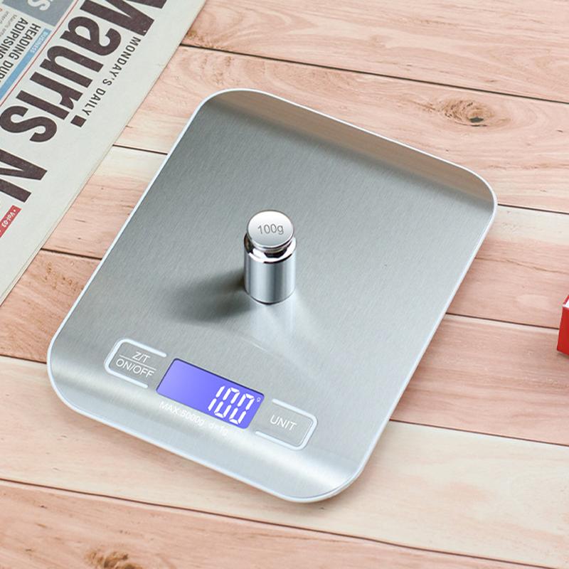 Electronic Digital Kitchen Scale LED Display 10kg 5kg/1g Stainless Steel Panel Scales Home Jewelry Food Snacks Weighing Tools