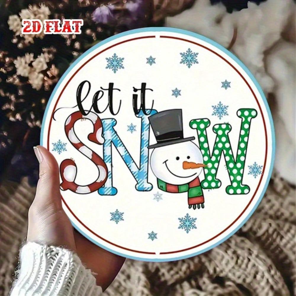 Vintage Let It Snow Metal Tin Sign Winter Snowflake Rustic Farmhouse Wall Art Decor