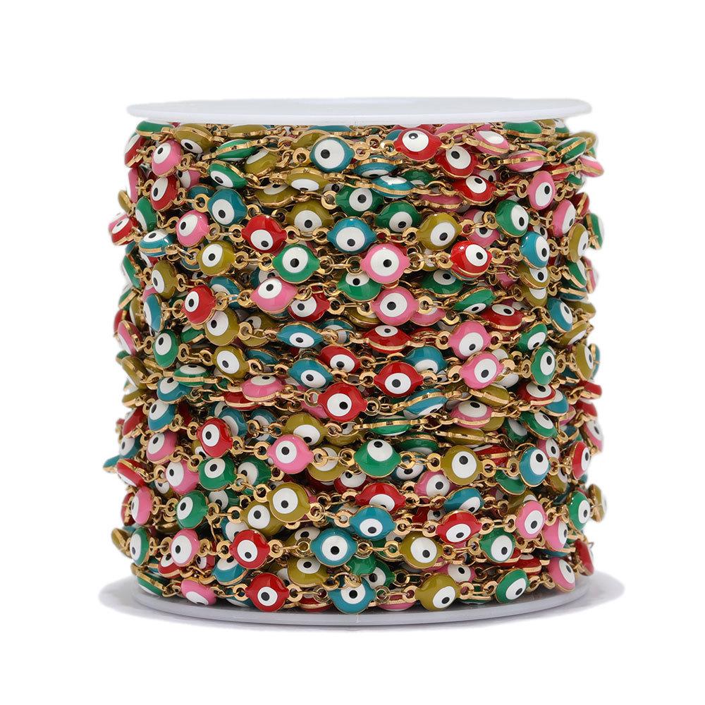 Colorful Stainless Steel Evil Eye Chain for DIY Jewelry: Bracelets & Necklaces