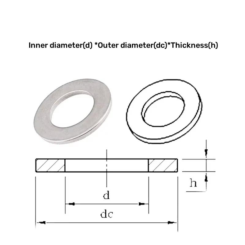 1-50pcs A4 316 Stainless Steel Metal Ring Shim M1.6 M2 M2.5 M3 M4 M5 M6 M8 M10 M12 M14~M24 Flat Wafer Washer Gasket Fastener