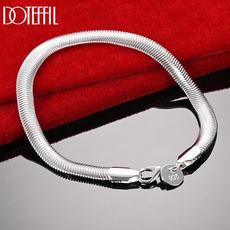 925 Sterling Silver 6mm Snake Chain Bracelet Wedding Jewelry