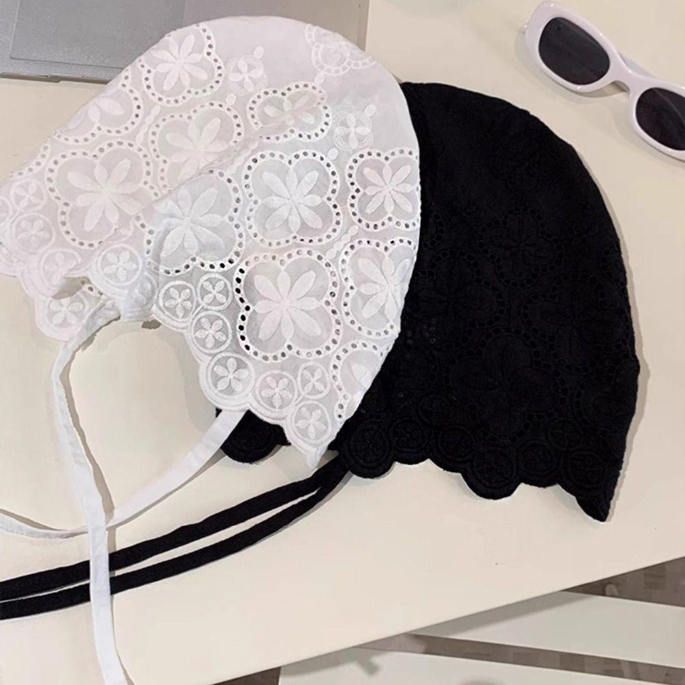 Y2k Beanies Hat Breathable Skullcap Casual Embroidered Lace Hat  Girls