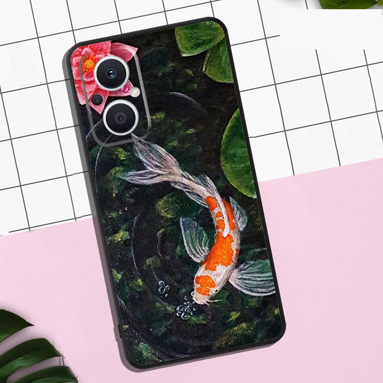 Koi Fish Carp Case For OPPO Reno 11 12 13 F 8T 7 8 10 Pro OPPO Find X8 Pro X3 X6 Pro X5 Lite Cover Coque