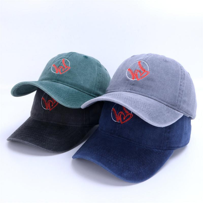Street Style Washed Baseball Cap American Retro Letter Embroidery Soft-Top Caps, Outdoor Dad Hat
