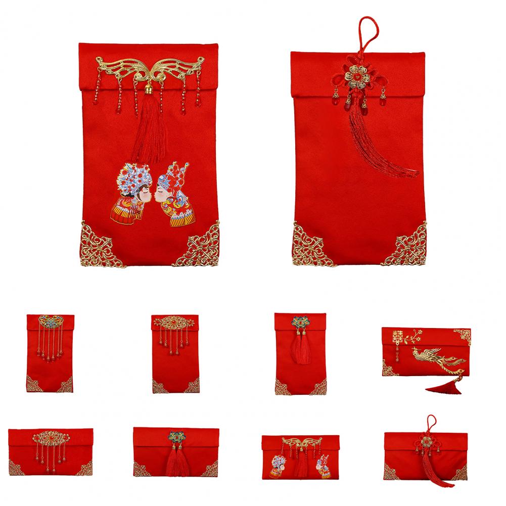 2025 Red Envelope Lucky Money Bag Texture Faux Silk Visiting Relatives New Year Red Envelope for Chinese Spring Festival HongBao