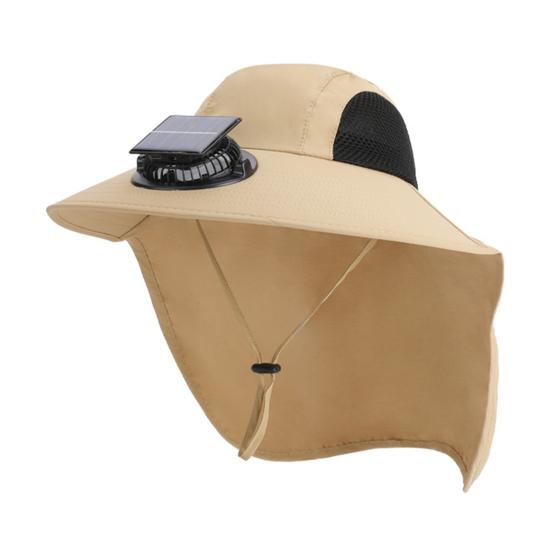 Solar Fan Hat Wide-Brimmed Shawl Fishing Hat with Dual-Power Fan Design Solar USB Charging UV-Protection Outdoor Hat