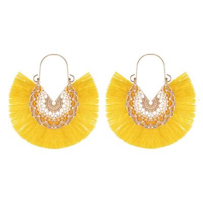 Boucles d'oreilles bohèmes en forme d'éventail pour femmes, bijoux à franges et fleurs pendantes