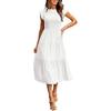 Women's Flutter Sleeve Smocked Tiered Midi Dress