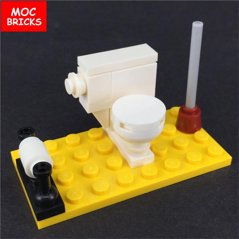 Set  MOC Bricks Coffee Cupboard Microscope Toilet Air Conditioner Desk Educational Building Blocks Toys Kids Gifts