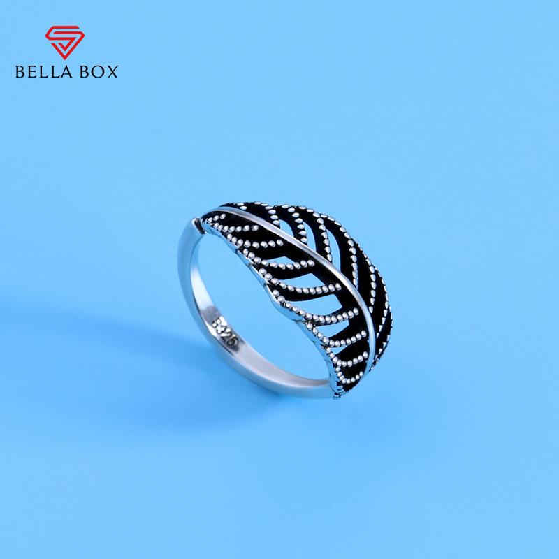 BELLA BOX Cross-border Leaf-shaped Opening Retro Ring, Simple And Cold Style For Women, Adjustable Index Finger Ring, Fresh And Unique Ring