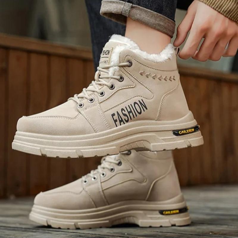 Winter Mens Shoes Fashion High Top Cotton Shoes Thick-soled Snow Boots Plush Warm Winter Boots for Men Non Slip Platform Booties
